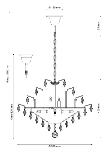 Люстра подвесная Eva 591.10 oro Lucia Tucci прозрачная на 10 ламп, основание хром в стиле классический  фото 3